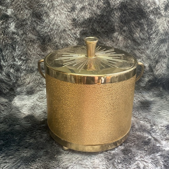 Vintage 1950s Gold Ice Bucket Starburst - Picture 2 of 16